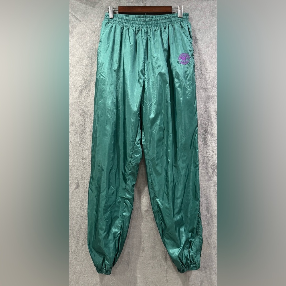 VTG Wimbledon Tennis Track Pants Men’s L Green Retro Aerobic 80’s Windbreaker